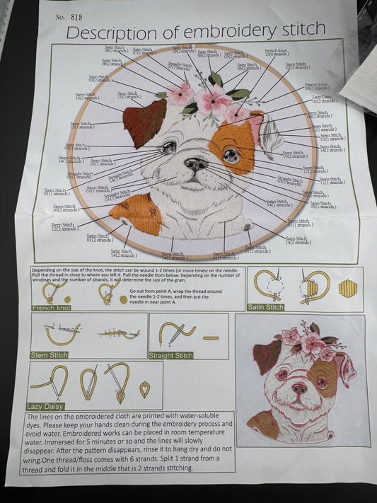New Dog Embroidery Kit - Bulldog - No. 818