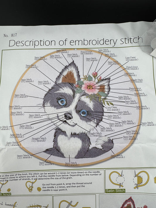 New Dog Embroidery Kit - Husky - No. 817