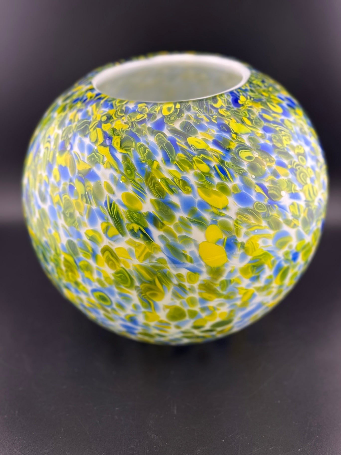 Yellow & Blue Swirl Glass Vase