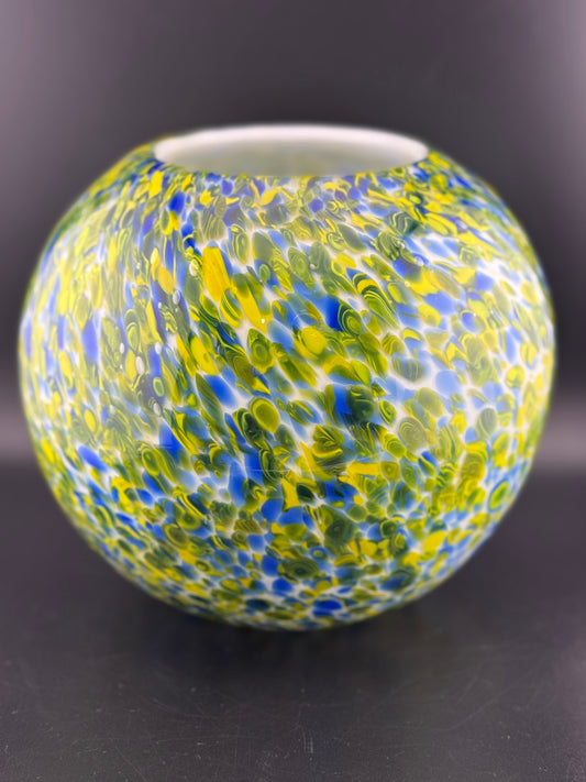 Yellow & Blue Swirl Glass Vase