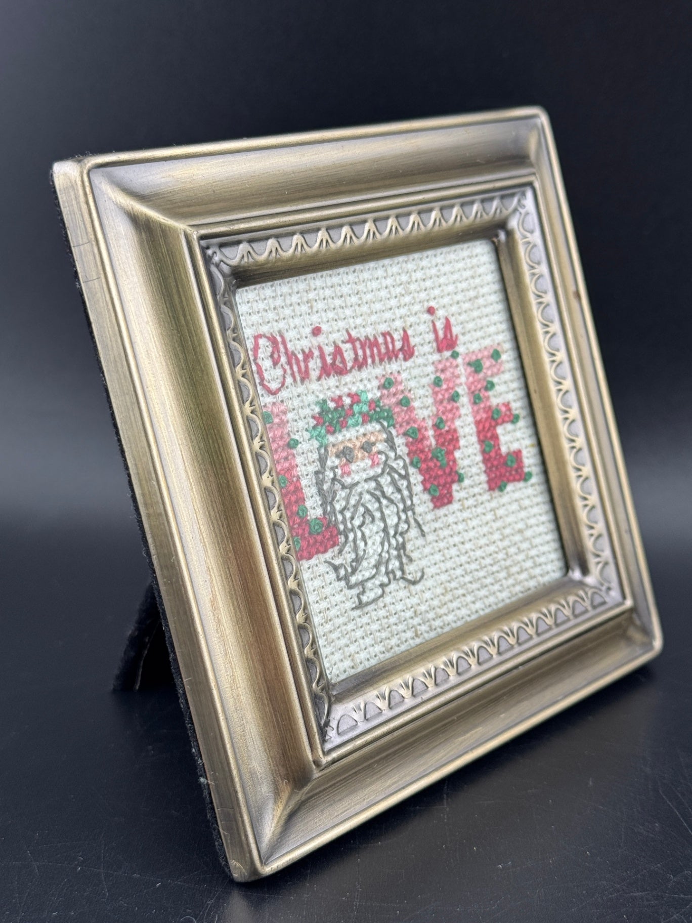 Christmas is Love Mini Framed Cross Stitch