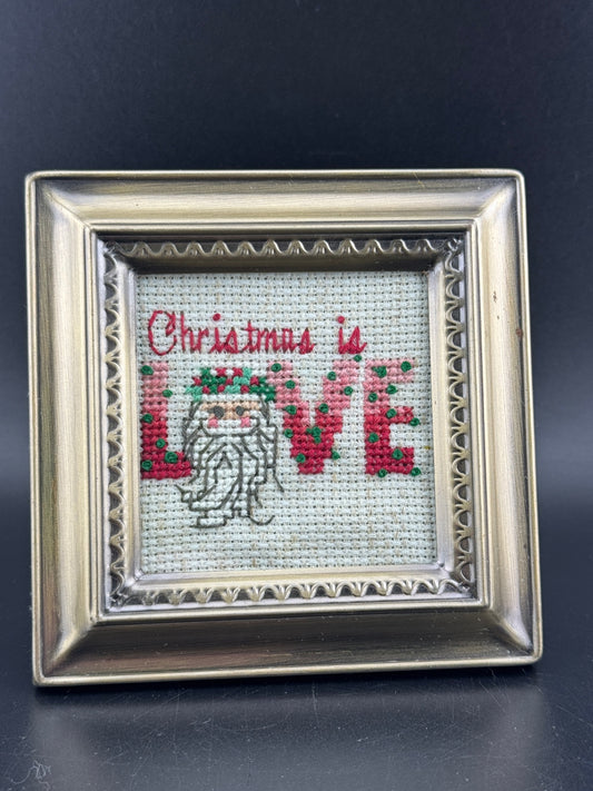 Christmas is Love Mini Framed Cross Stitch