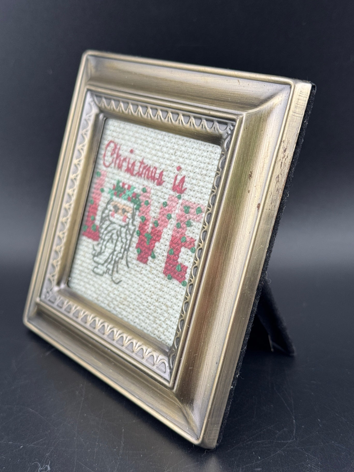 Christmas is Love Mini Framed Cross Stitch