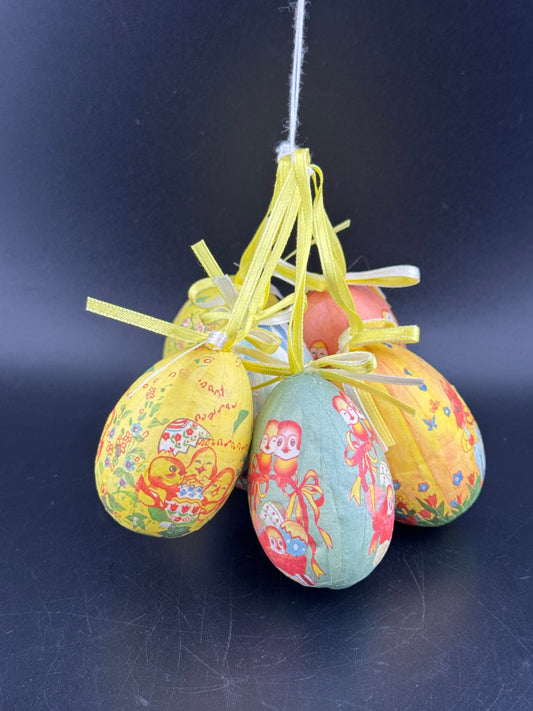 Vintage Paper Mache Easter Eggs - Set of 6