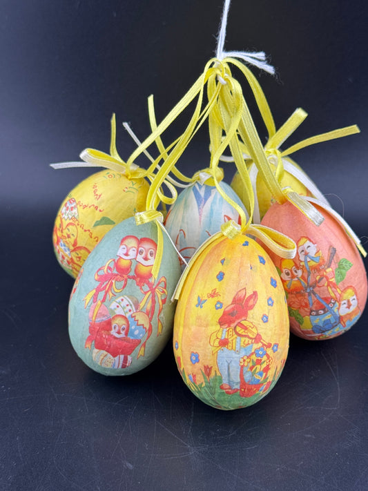 Vintage Paper Mache Easter Eggs - Set of 6