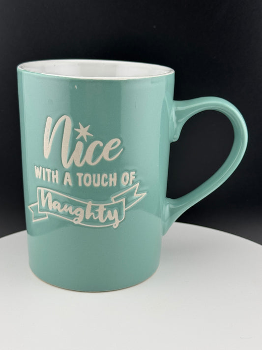 Nice with a Touch of Naughty Turquoise Mug by Fabulous Home