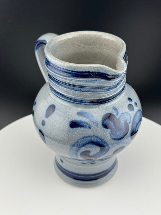 Unsigned Grey and Blue Salt Glaze Pitcher