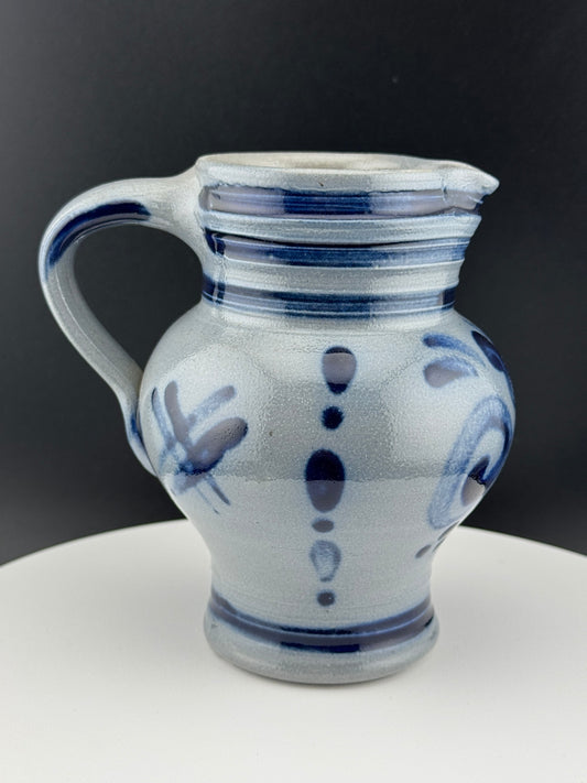 Unsigned Grey and Blue Salt Glaze Pitcher