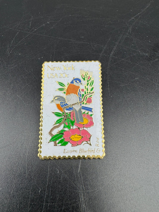 1982 Eastern Bluebird Postal Stamp Enamel Pin