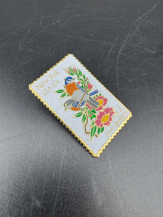 1982 Eastern Bluebird Postal Stamp Enamel Pin