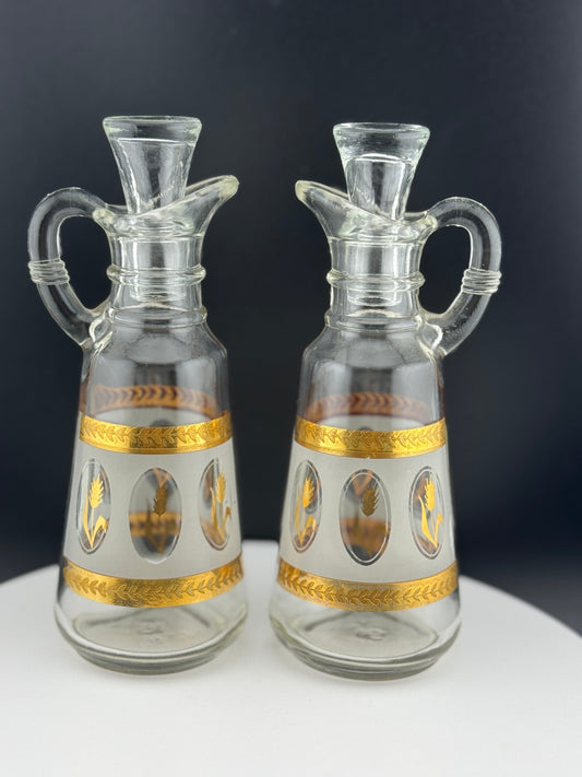 Pair of Mid Century Anchor Hocking Oil/Vinegar Bottles
