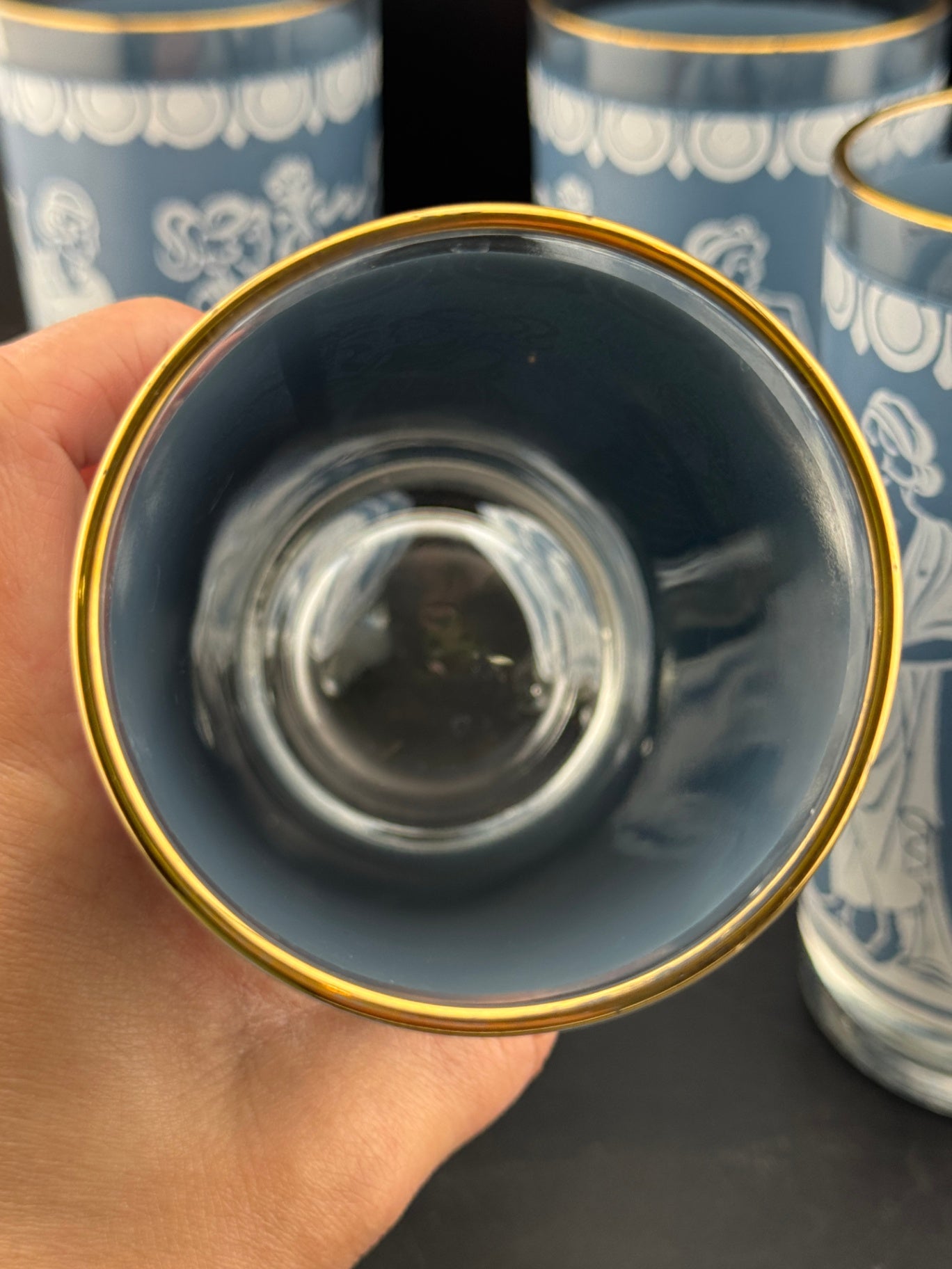 Set of 5 Vintage Jeanette Jasperware Hellenic Tumblers