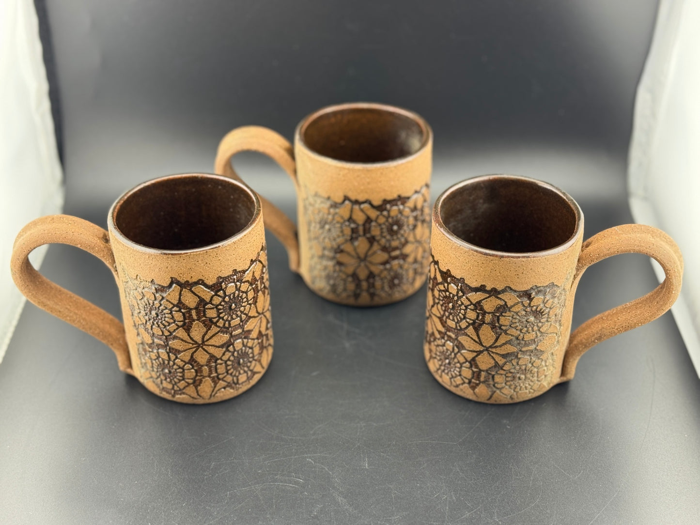 Set of 3 Vintage Pottery Mugs by NY Artist Carol Adamec Marsham