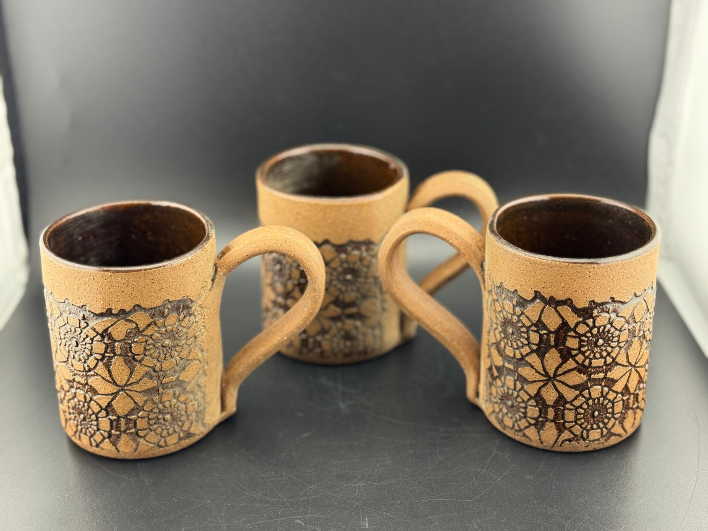 Set of 3 Vintage Pottery Mugs by NY Artist Carol Adamec Marsham