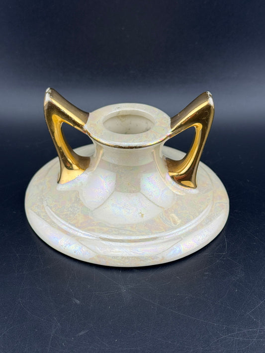 Vintage Pearl China Co Lusterware 22K Gold Candlestick Holder