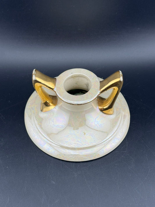 Vintage Pearl China Co Lusterware 22K Gold Candlestick Holder