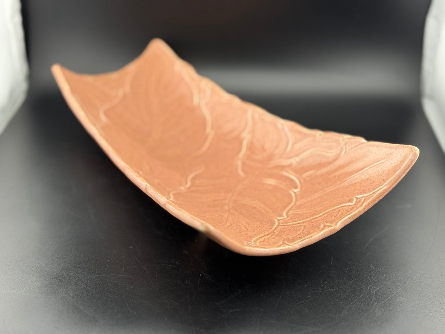 Woodfield Salmon Pink Three Toed Dish by Steubenville
