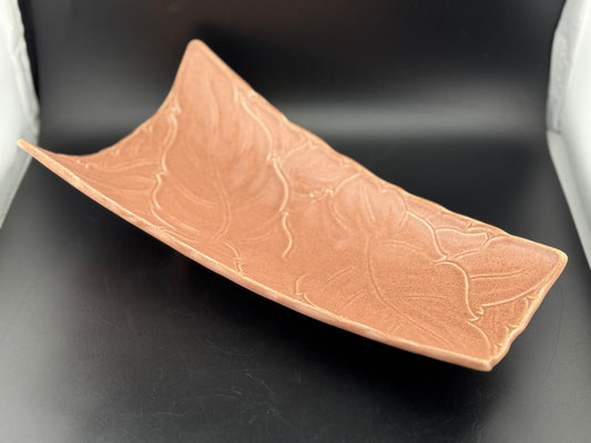 Woodfield Salmon Pink Three Toed Dish by Steubenville