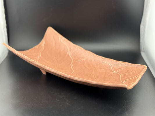 Woodfield Salmon Pink Three Toed Dish by Steubenville