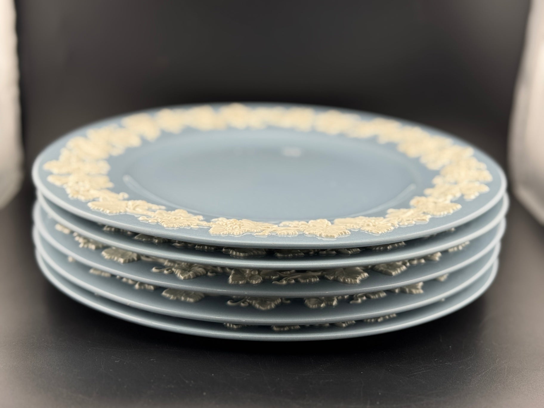 Wedgewood Queen's Ware Cream on Lavender 10.5" Plate - Set of 5