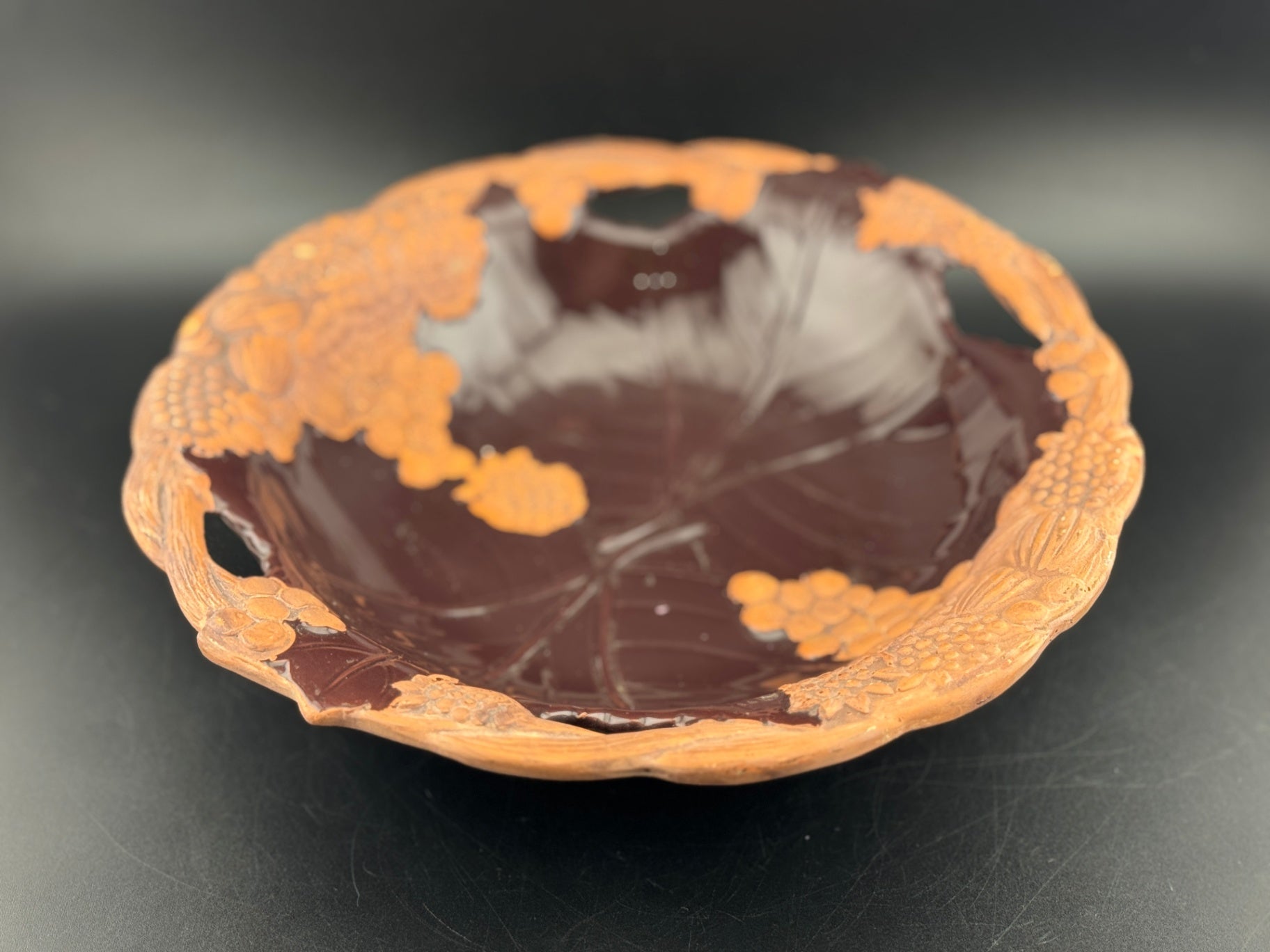Claire Burke Haind Painted 8.5" Pottery Footed Bowl