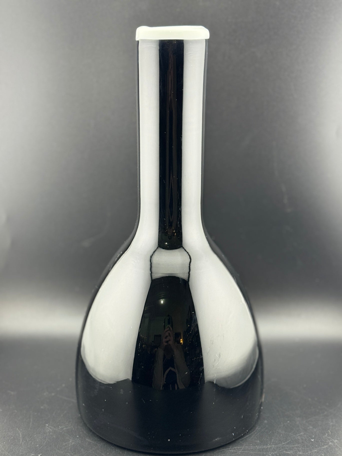 Handblown Glass Vase, Black with White Rim