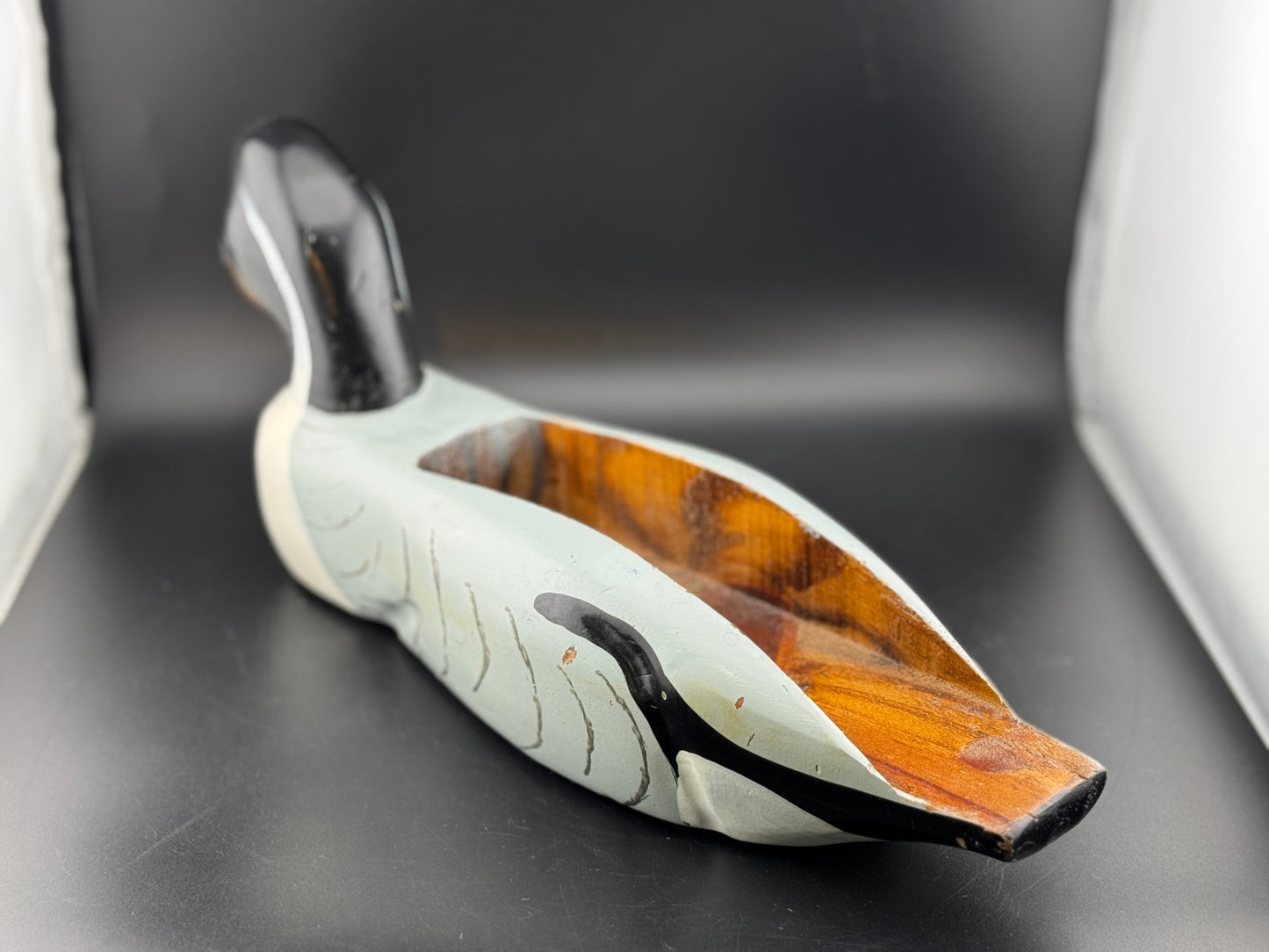 Carved Wooden Loon Matchstick Holder