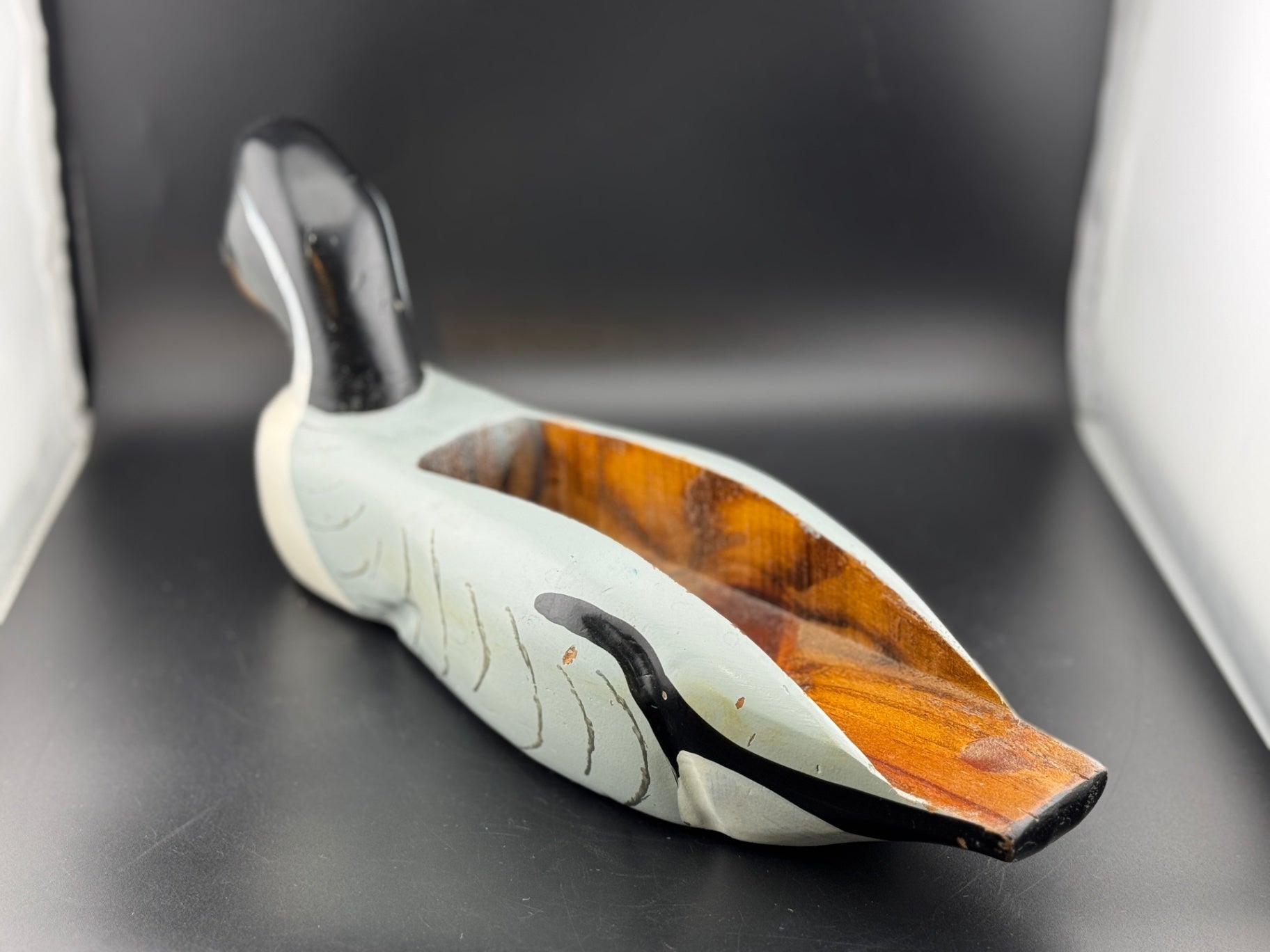 Carved Wooden Loon Matchstick Holder