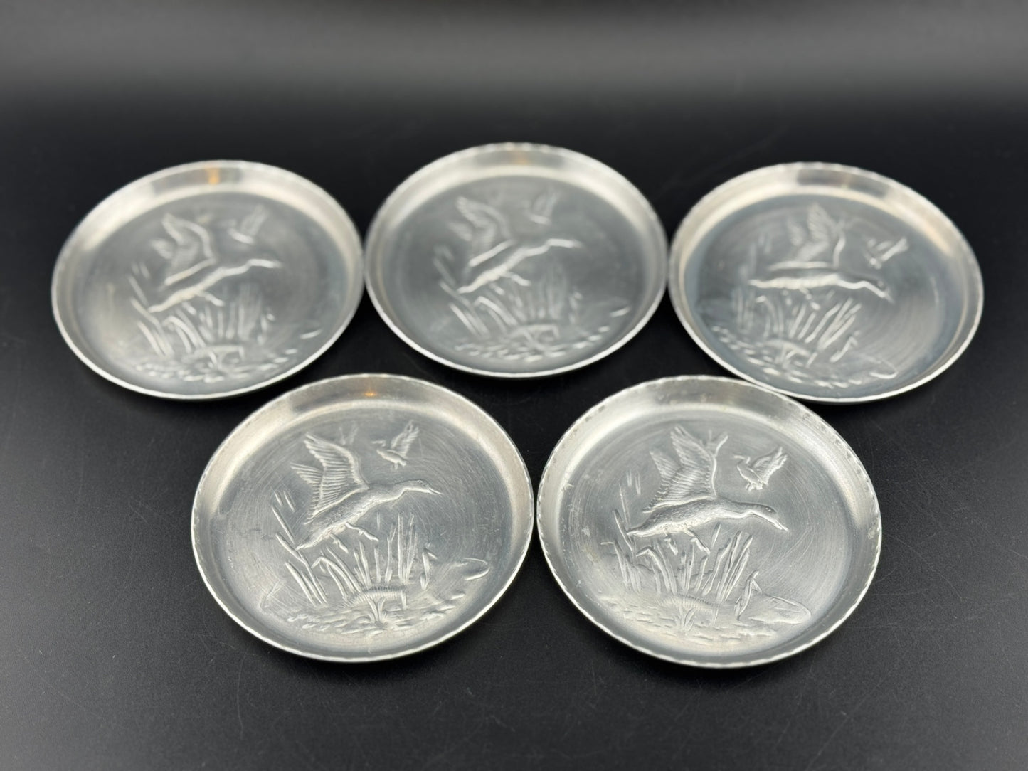 Vintage Aluminum Duck Coasters - Set of 5