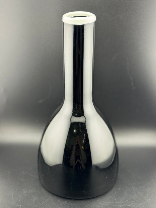 Handblown Glass Vase, Black with White Rim