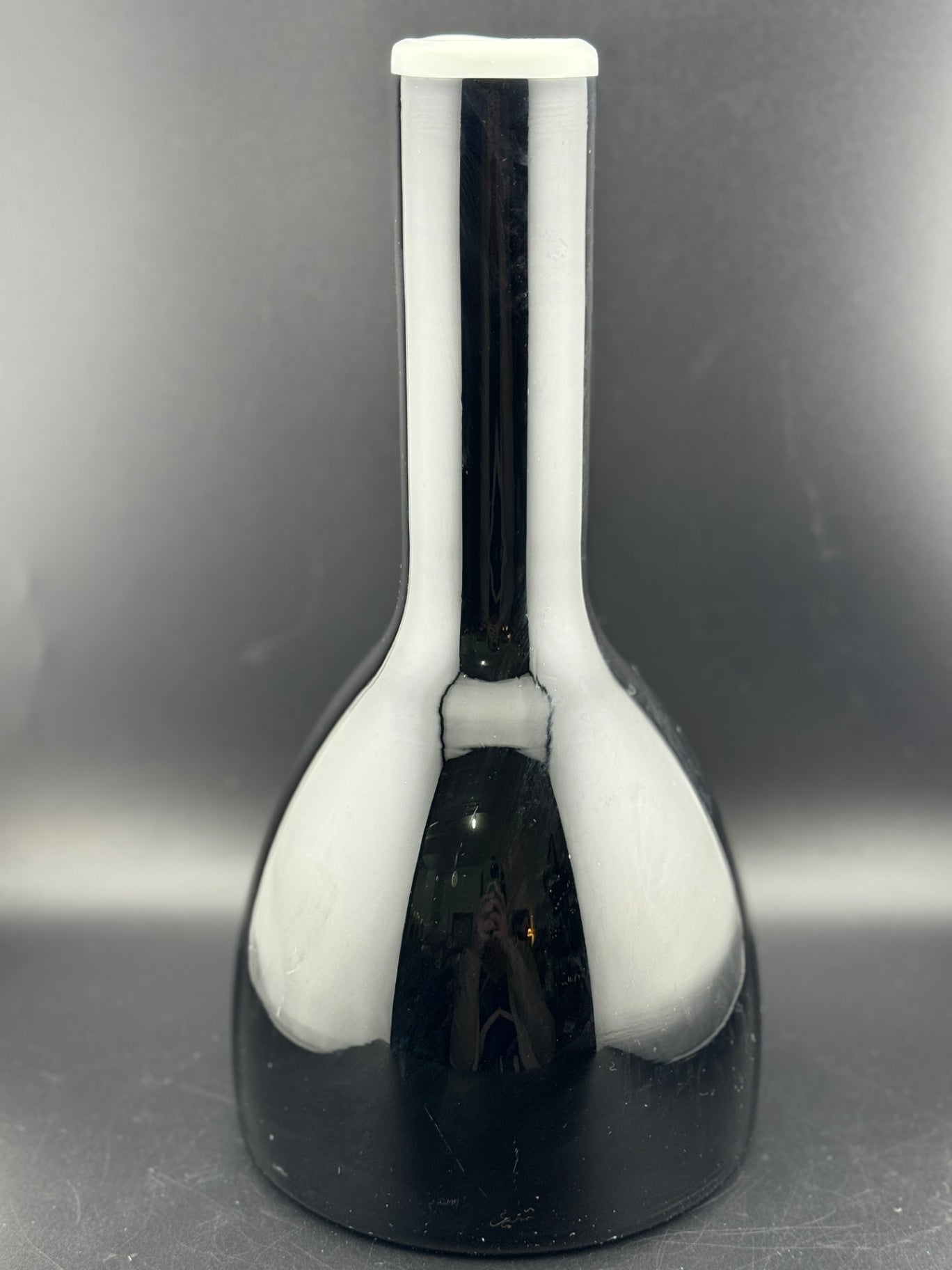 Handblown Glass Vase, Black with White Rim