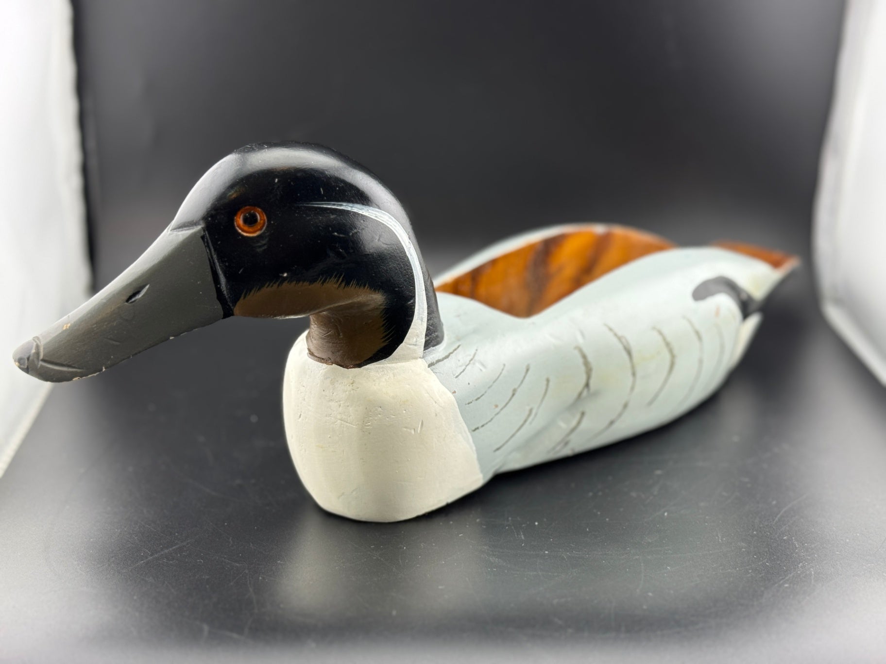 Carved Wooden Loon Matchstick Holder