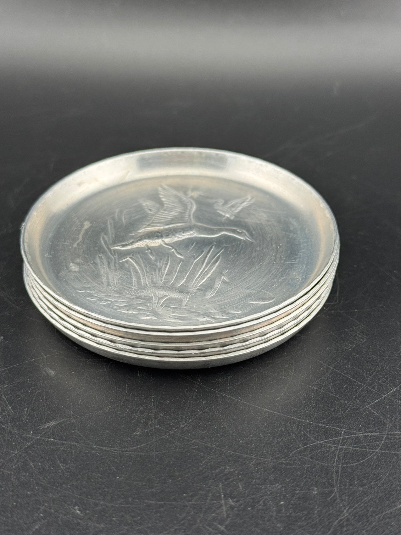 Vintage Aluminum Duck Coasters - Set of 5
