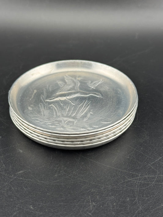 Vintage Aluminum Duck Coasters - Set of 5