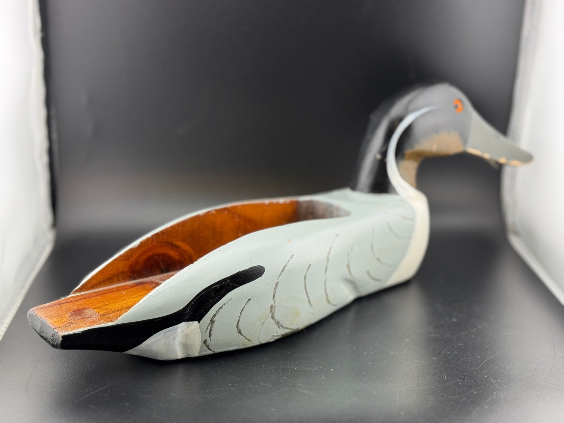 Carved Wooden Loon Matchstick Holder