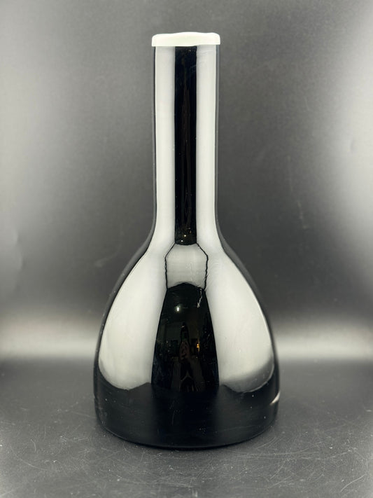 Handblown Glass Vase, Black with White Rim