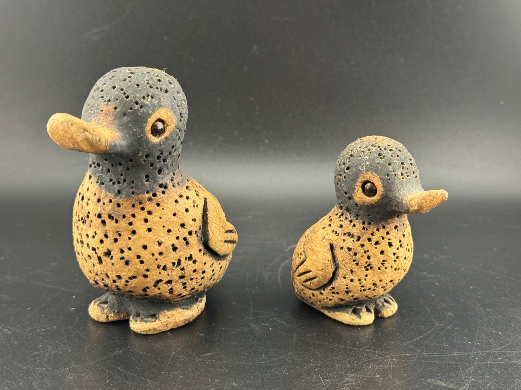 Pair of Signed Studio Pottery Ducks