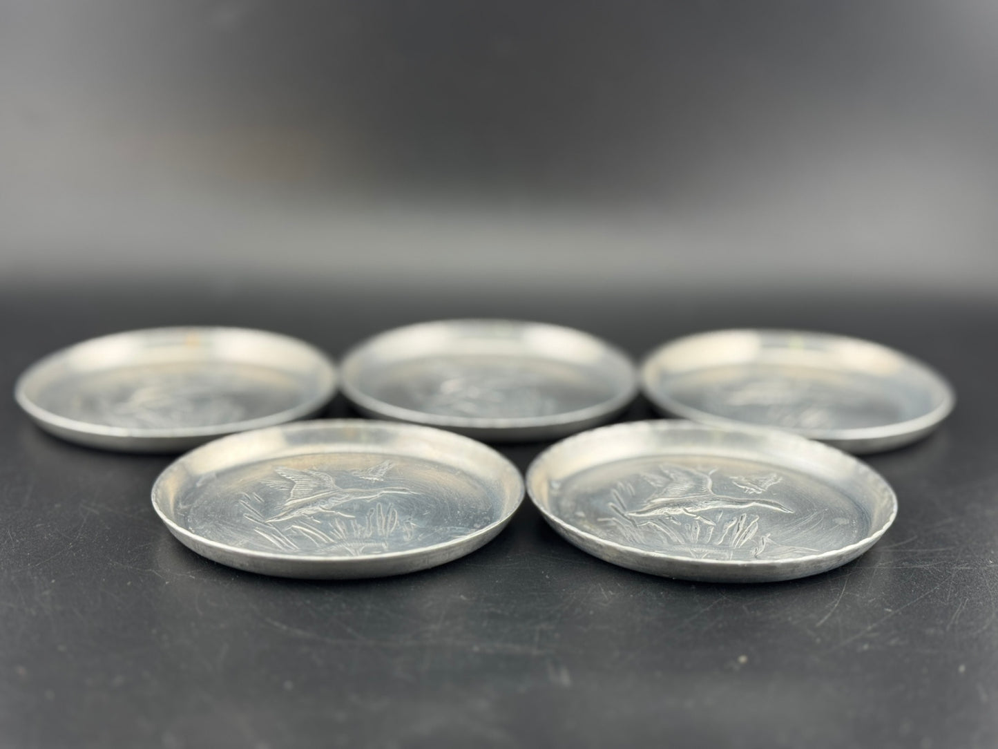 Vintage Aluminum Duck Coasters - Set of 5