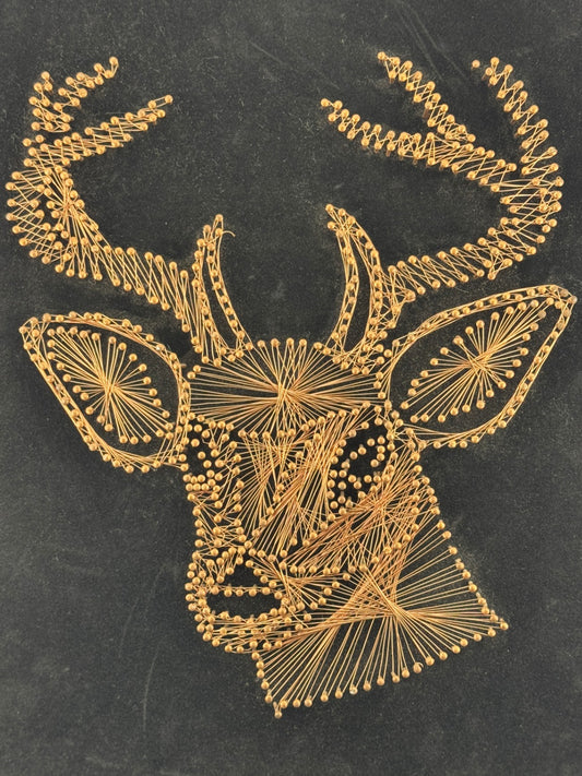 Handmade 1970's Copper Wire String Art on Black Velvet