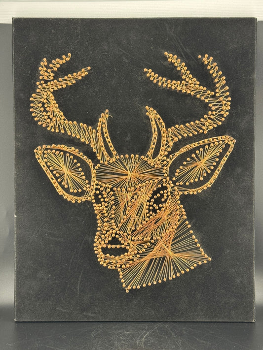 Handmade 1970's Copper Wire String Art on Black Velvet