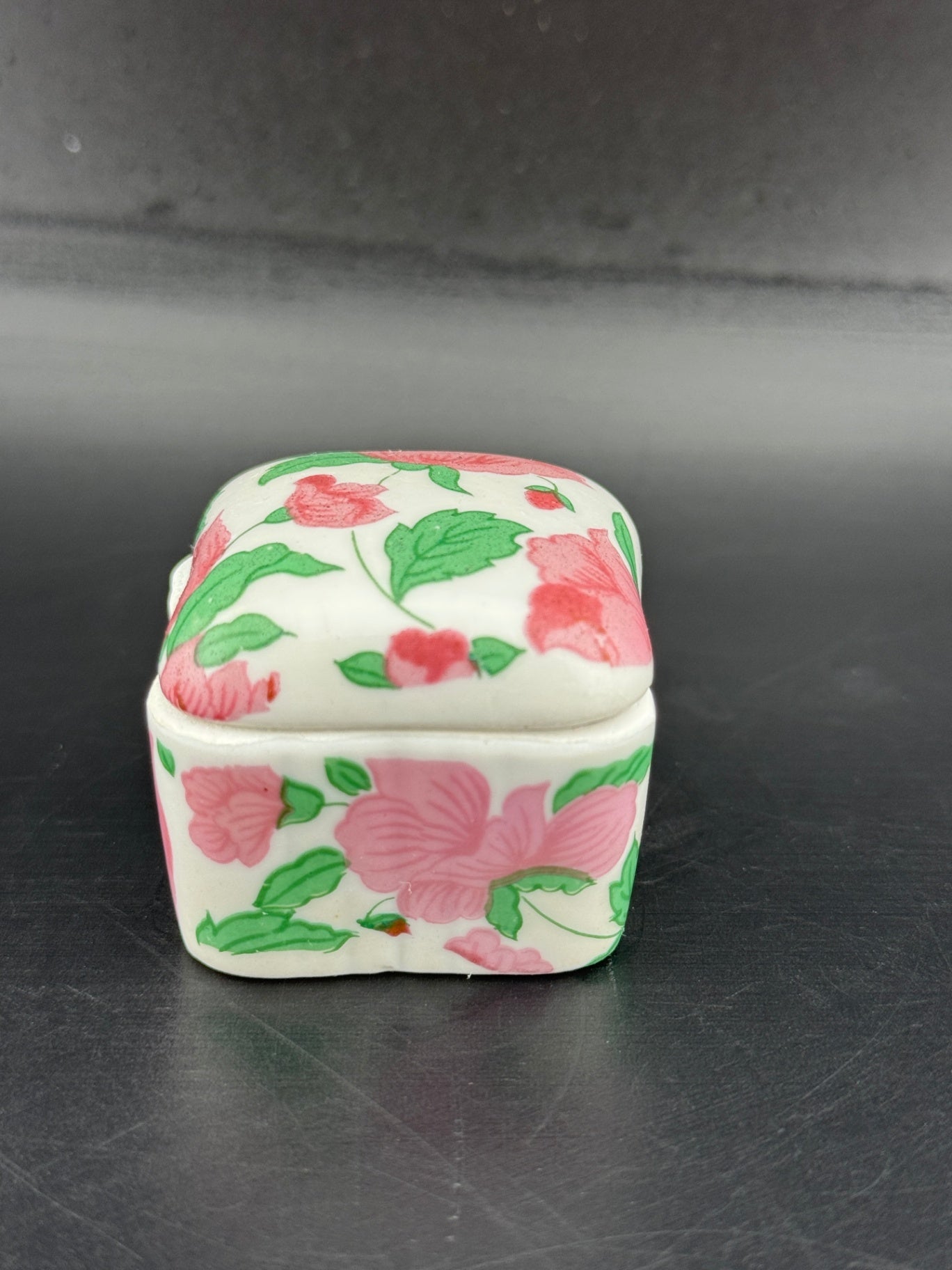 Small Pink Rose Porcelain Trinket Ring Box