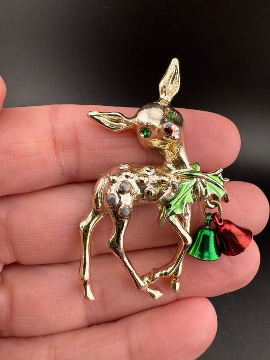 Vintage Goldtone Reindeer Pin