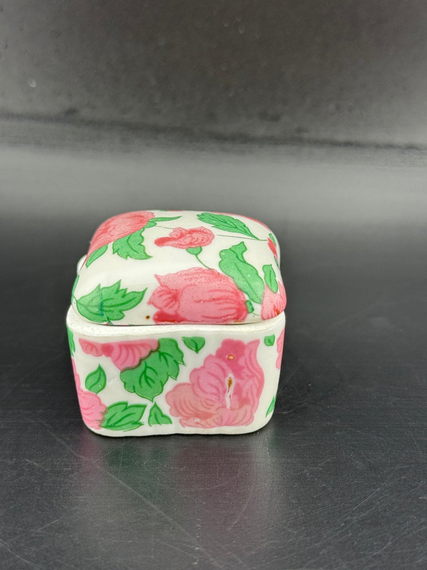 Small Pink Rose Porcelain Trinket Ring Box