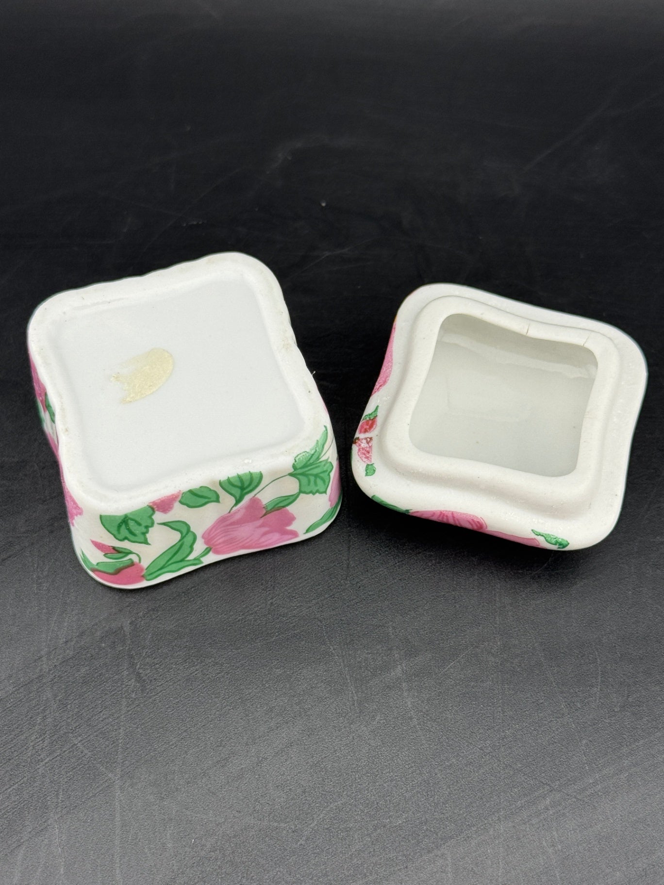 Small Pink Rose Porcelain Trinket Ring Box