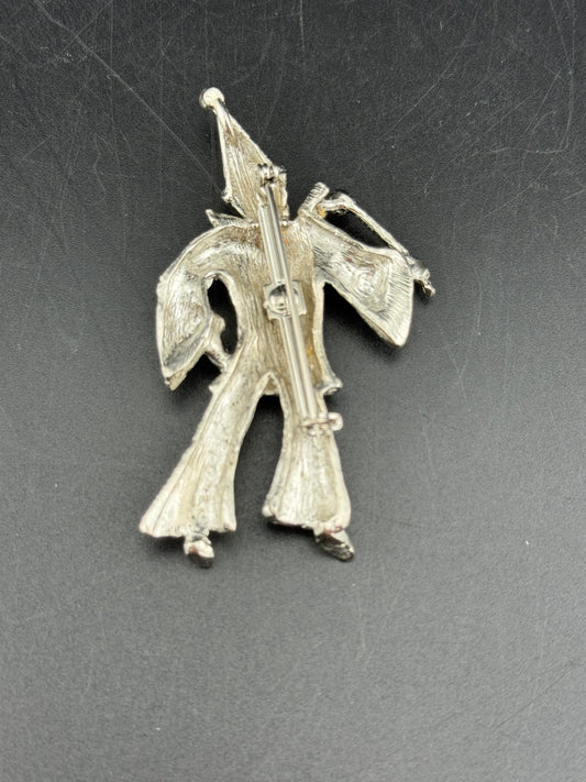 Vintage Silver Clown Pin
