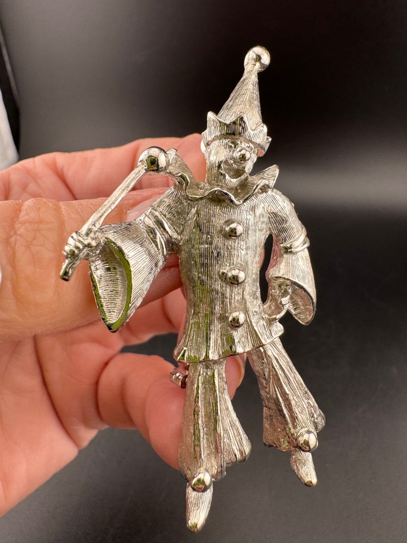 Vintage Silver Clown Pin