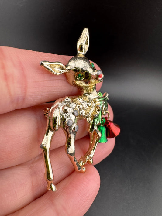 Vintage Goldtone Reindeer Pin