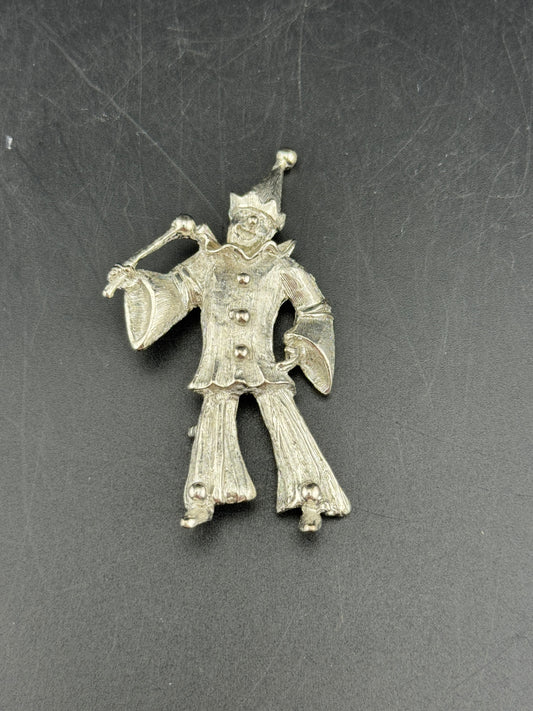 Vintage Silver Clown Pin