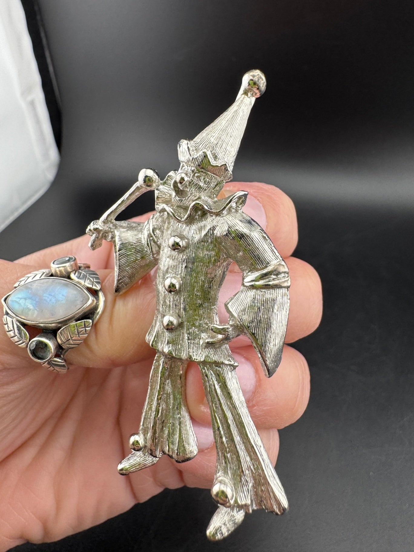 Vintage Silver Clown Pin