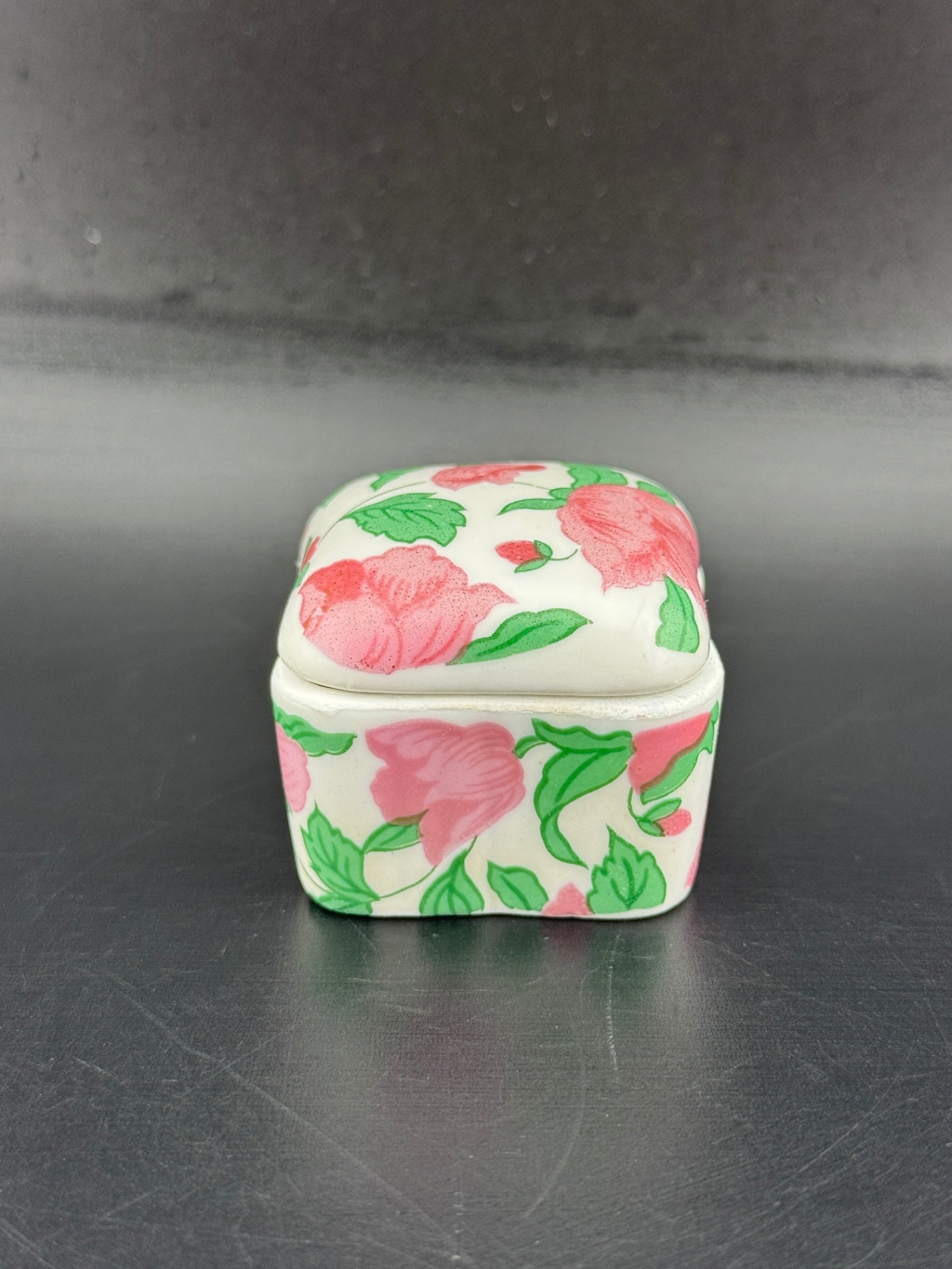 Small Pink Rose Porcelain Trinket Ring Box